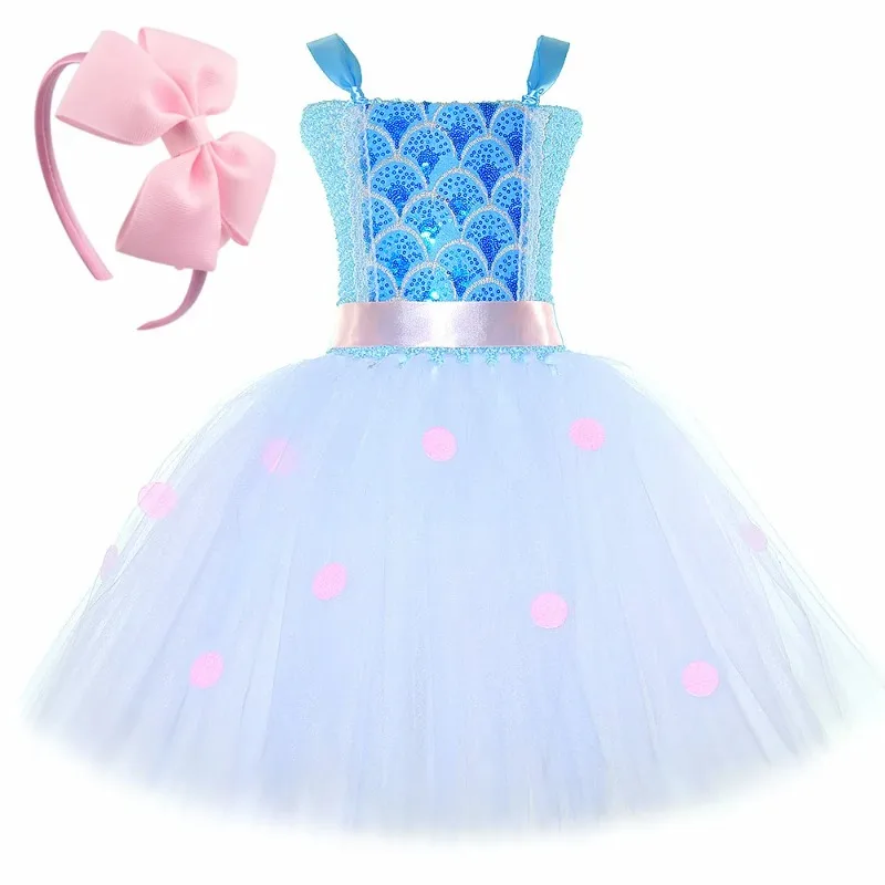 Cute Princess Style Polka Dot Mesh Tutu Dress for Girls, Kids Princess Dress for Halloween, Birthday Party and Stage Performance