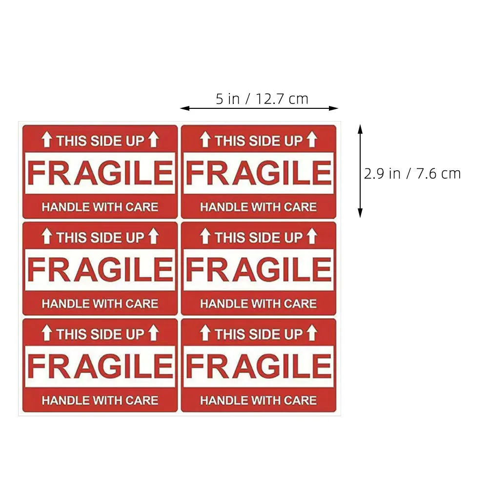Pegatinas frágiles, 8 hojas para cajas de envío, etiquetas adhesivas de advertencia, pegatinas flexibles y frágiles fáciles de usar
