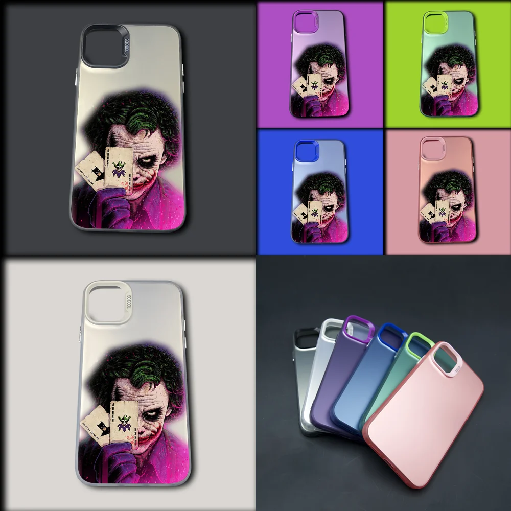 Cartoon J-Jokers C-Clown Phone Case For iPhone 16,15,14,13,12,11,Mini,Pro,MAX Color Drop Matte Shockproof Back Cover