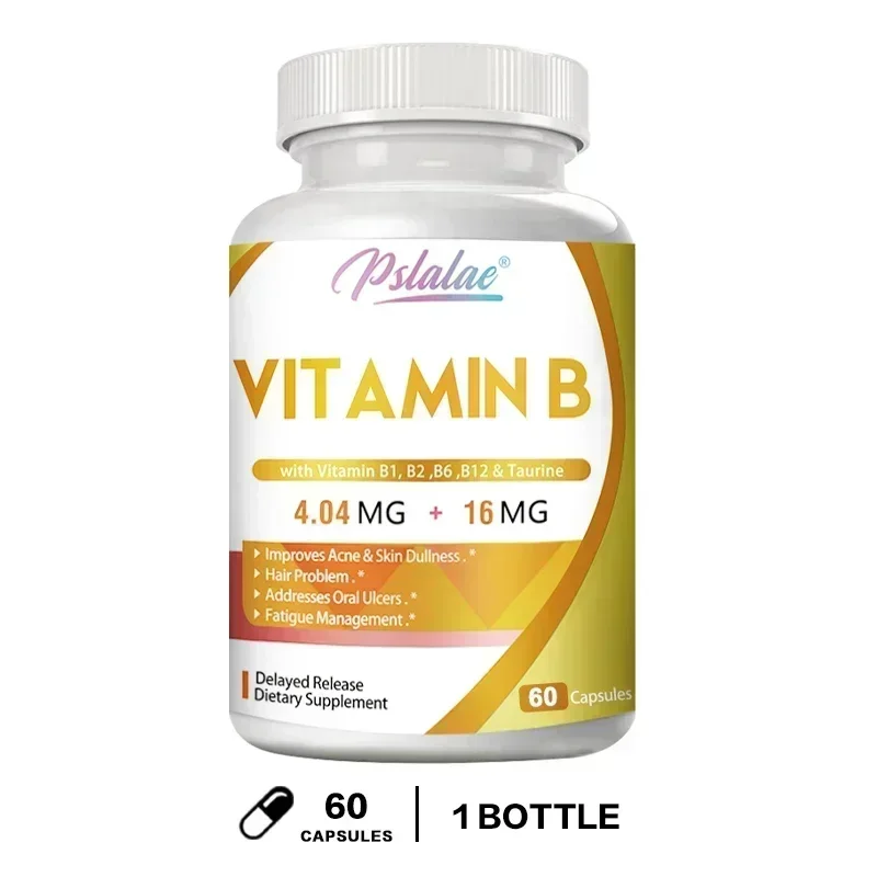 Vitamin B Capsules - B-complex Vitamin Supplement To Support Energy Metabolism, Nervous System Support, Brain, Heart HealthSuppl