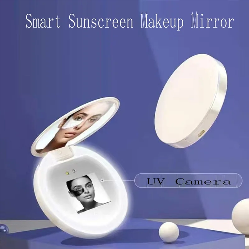 

A82I-Rechargeable Smart UV Sunscreen Test Makeup Mirror With LED Detection Portable Beauty Camera Mirror