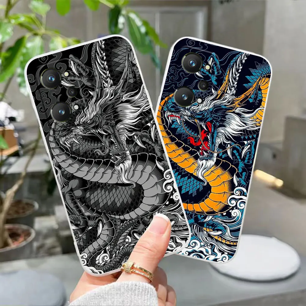 Clear Phone Case For Realme 11 10 8 7 7i 5 GT 2 NEO 2 3 5 FIND X2 X3 X5 X6 PRO PLUS 4G 5G Case Funda Mythical Dragon And Tiger