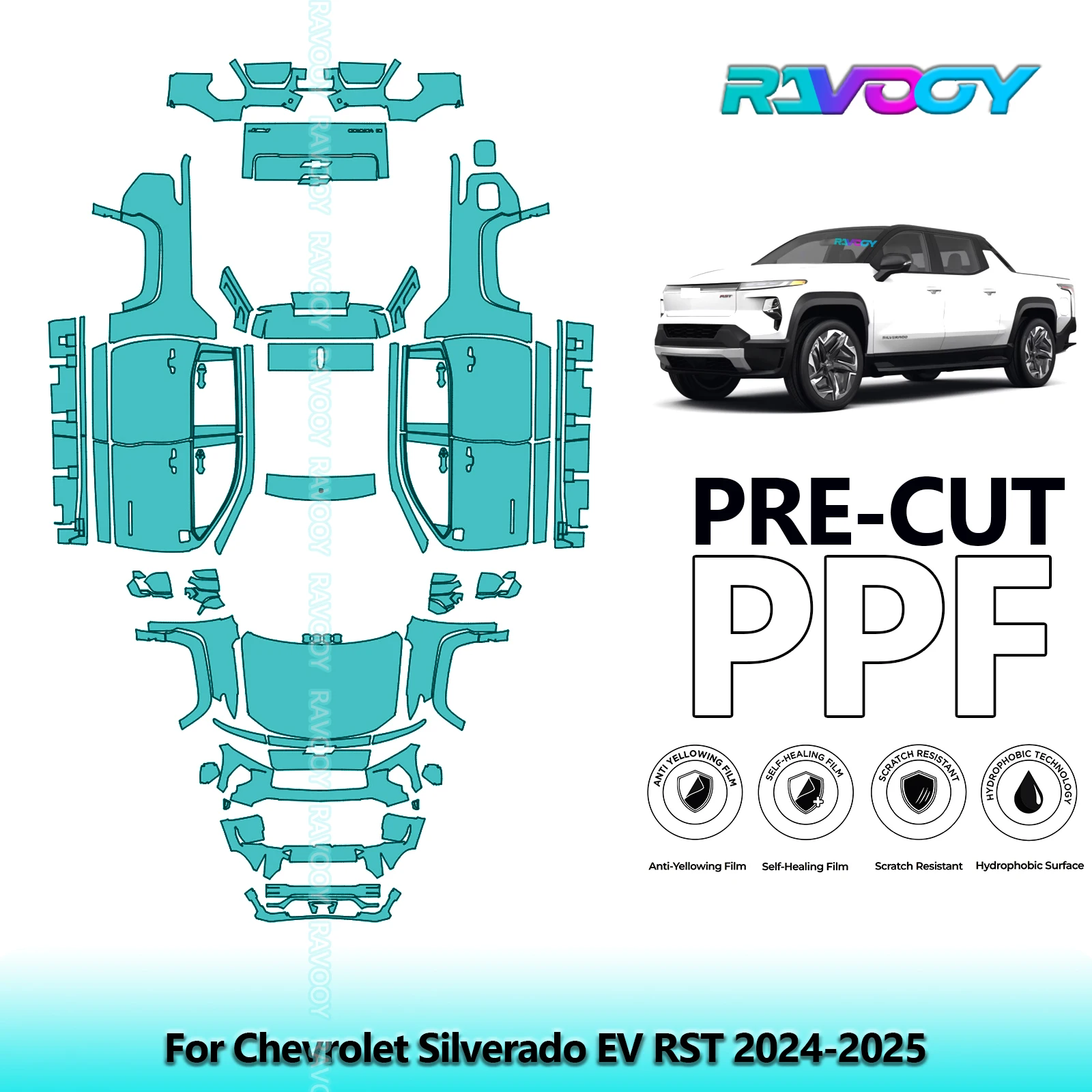 

Car Precut PPF Paint Protection Film Full Vehicle For Chevrolet Silverado EV RST 2024-2025