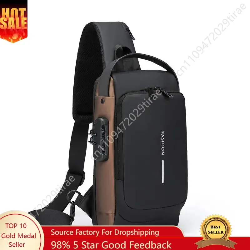 New Brand Designer Men Crossbody Bag PU Leather Classic Anti-Theft Shoulder Bag Chest Bag Multifunctional for Men