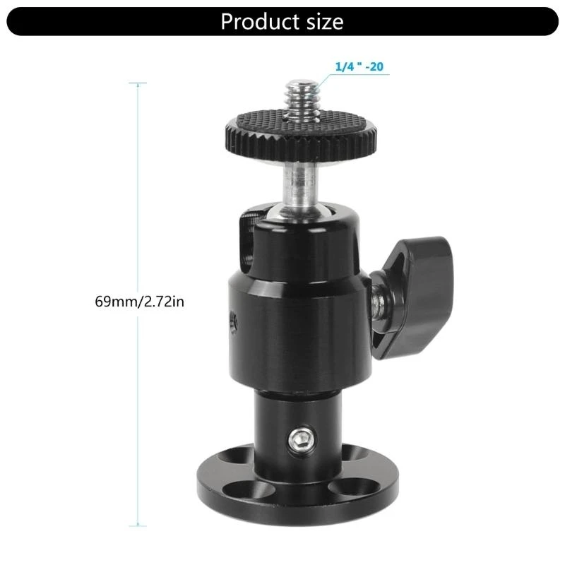 

1/4inch-20 Mini BallHeads Perfect For Secure Camera Monitors Mounting Accessory
