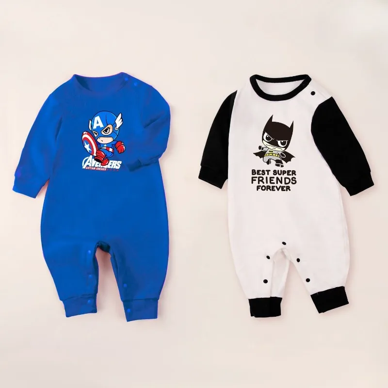 Marvel Capitán América Spider Batman patrón de dibujos animados mono otoño algodón manga larga halcón ropa dibujos animados traje para gatear