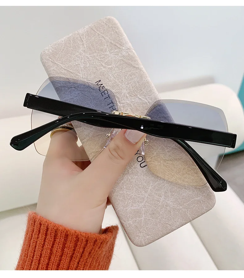Brille Weibliche Koreanische Version Modische Sonnenbrille Rundes Gesicht Anti-Uv Starkes Licht Großes Gesicht Langes Gesicht Tawny Sonnenbrille – Detail 9