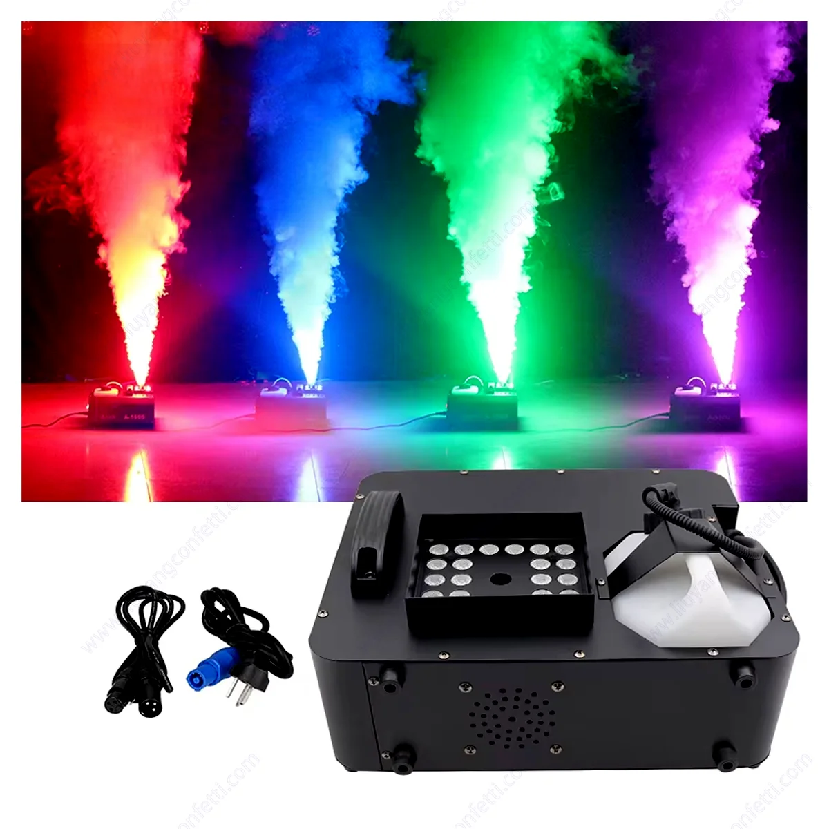 1500w Rookmachine RGB 3IN1 24LED Verticale Rookmachine Podium Licht Spray Fogger voor Halloween Bruiloft Disco Party evenement DJ Huur
