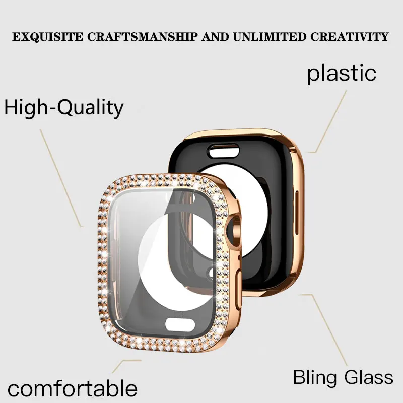 Diamond Case For apple watch Series 9 8 Ultra 49mm Protector Cover Watch Shell Frame 44mm 40mm for apple watch 7 case 41mm 45mm