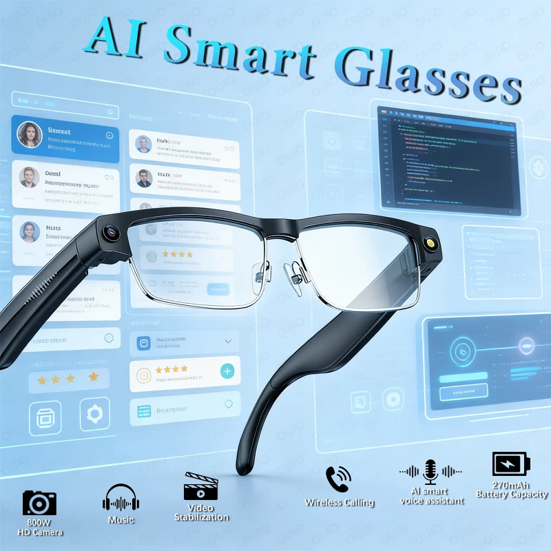 

NEW 800W Camera Al Smart Glasses HD Video Recording Music Translation Object Recognition BT Call Voice Assistant Smart Glasses