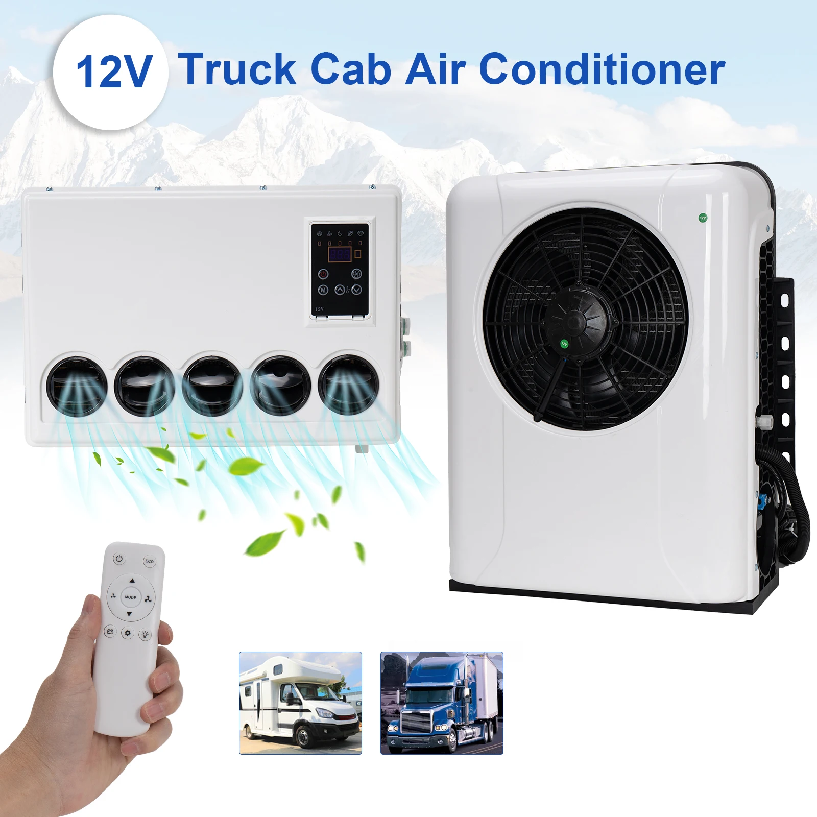 12000 BTU 12V Split AC Truck Cab Air Conditioner For Semi Trucks Bus RV Caravan