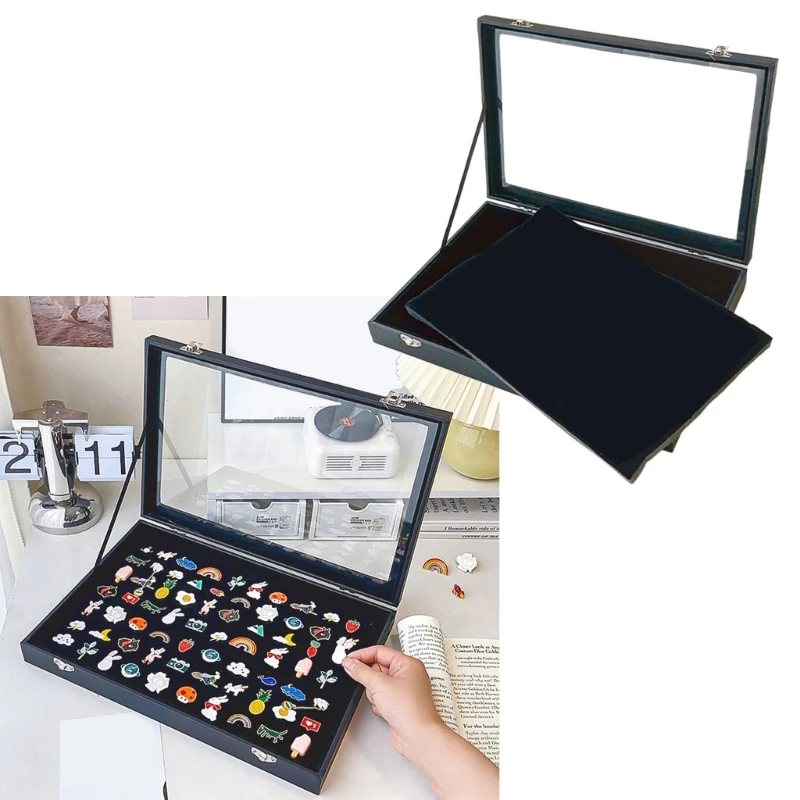 Large Plush Pin Display Case Box Frame for Wall or Tabletop Portable Medals And Jewelry Organizers