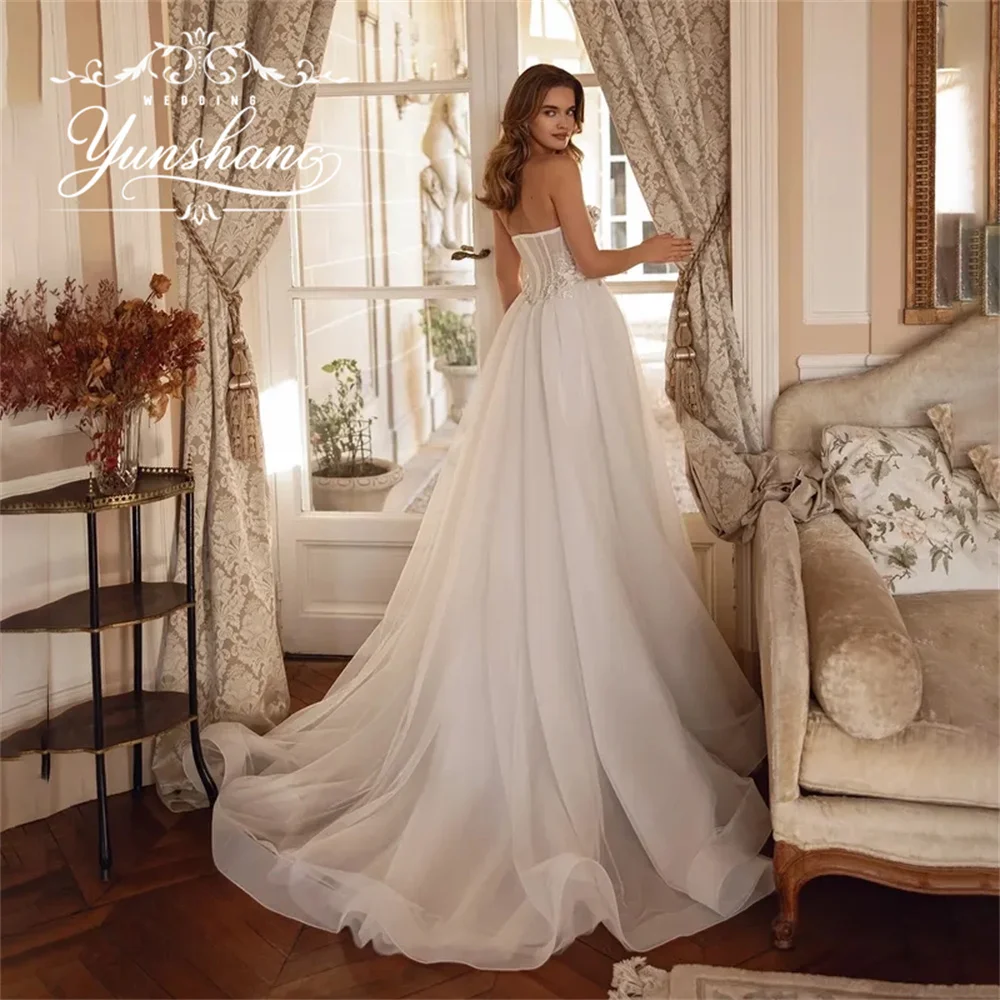 YunShang robe de mariée trapèze sans bretelles personnalisée chérie Lacrosse