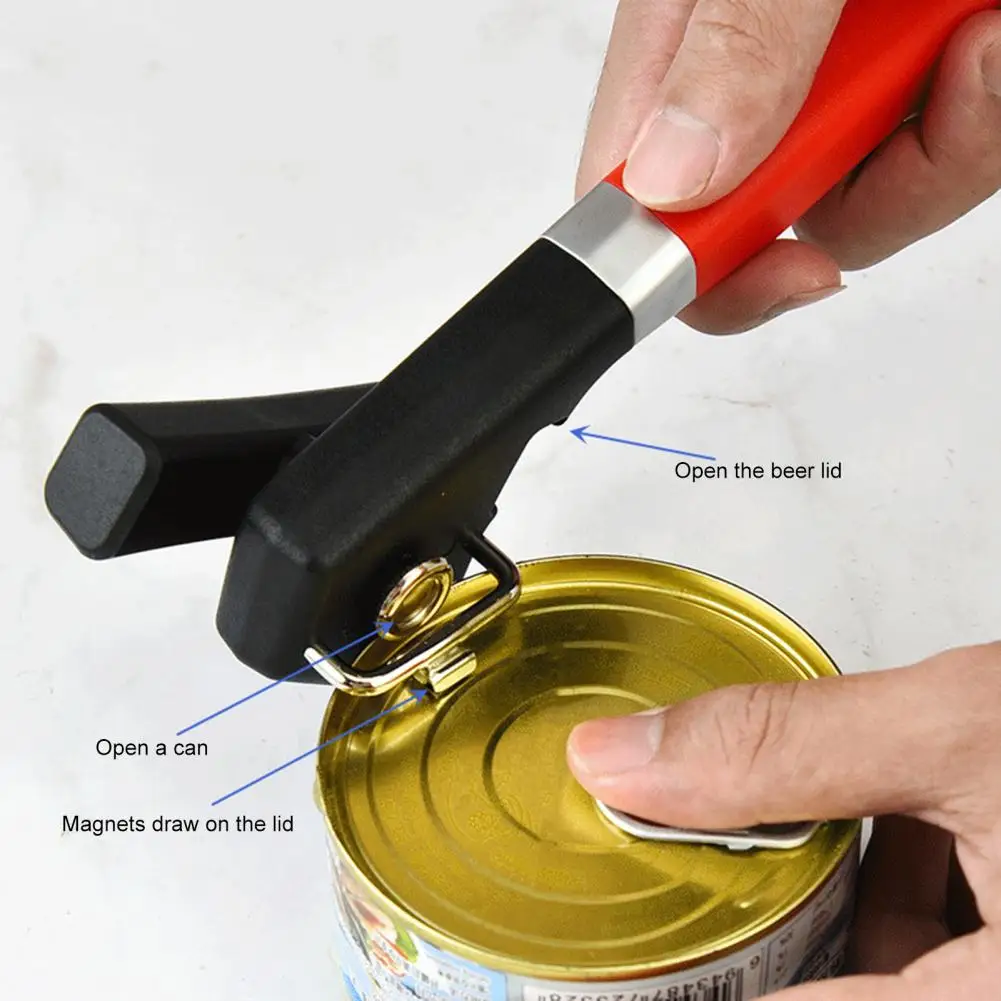 

Magnetic Can Opener Anti-Rust Can Lid Remover Side Cut Can Opener Smooth Edge Ergonomic Handle Bottle Opener Kitchen Tool