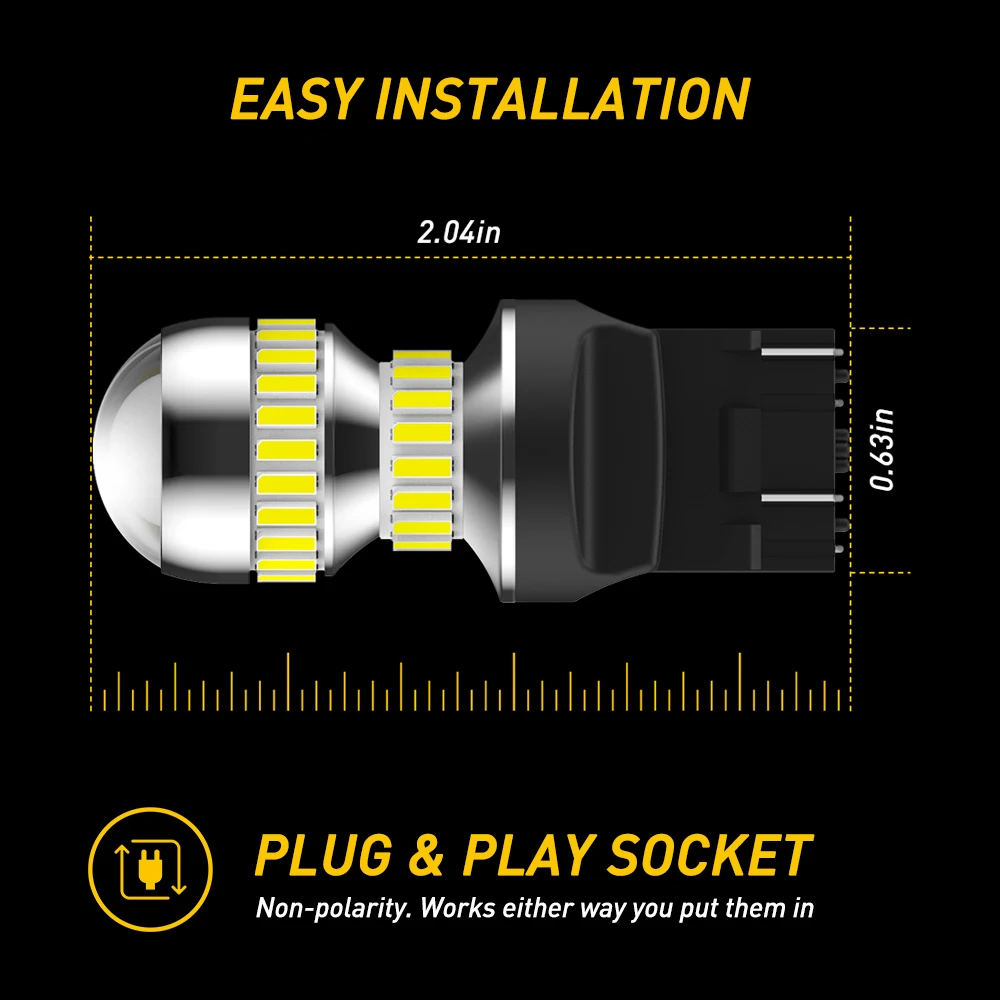 AUXITO 2Pcs T20 W21/5W 7443 7440 LED Light For Car DRL Bulbs Super Bright 12V 6000K White W21W WY21W LED Daytime Running Lights