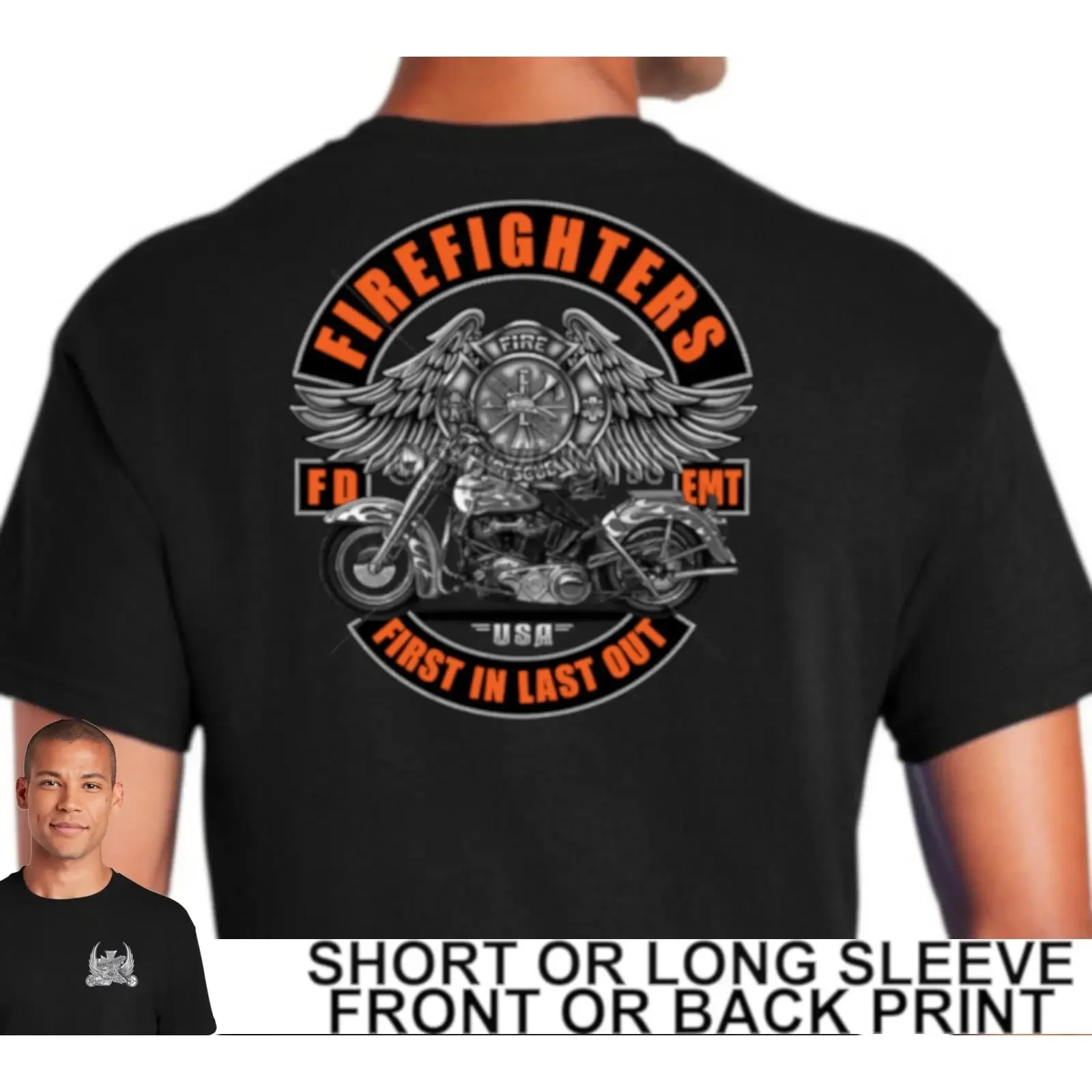 Biker Life Firefighter First Responder Custom Built Motorcycle Men's T Shirt vintage Washed Casual fashion Slightly Soft