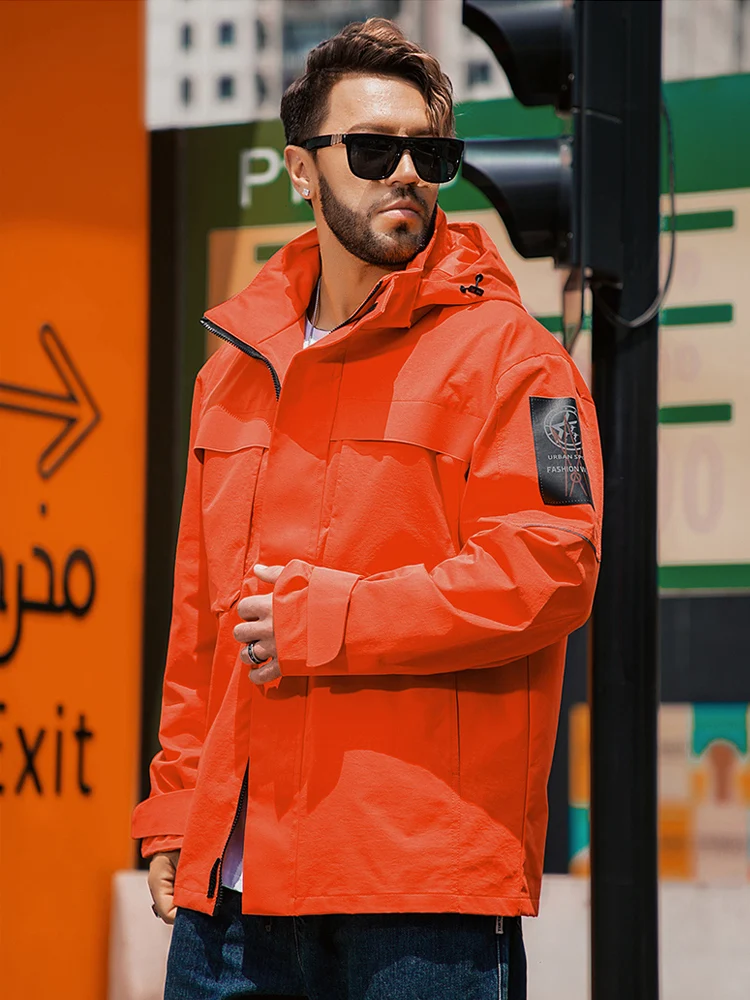 2023 New Spring Men\'s Casual Jacket Outdoor Mountain Windproof and Waterproof Hooded Coats Men Windbreaker Plus Size 8XL