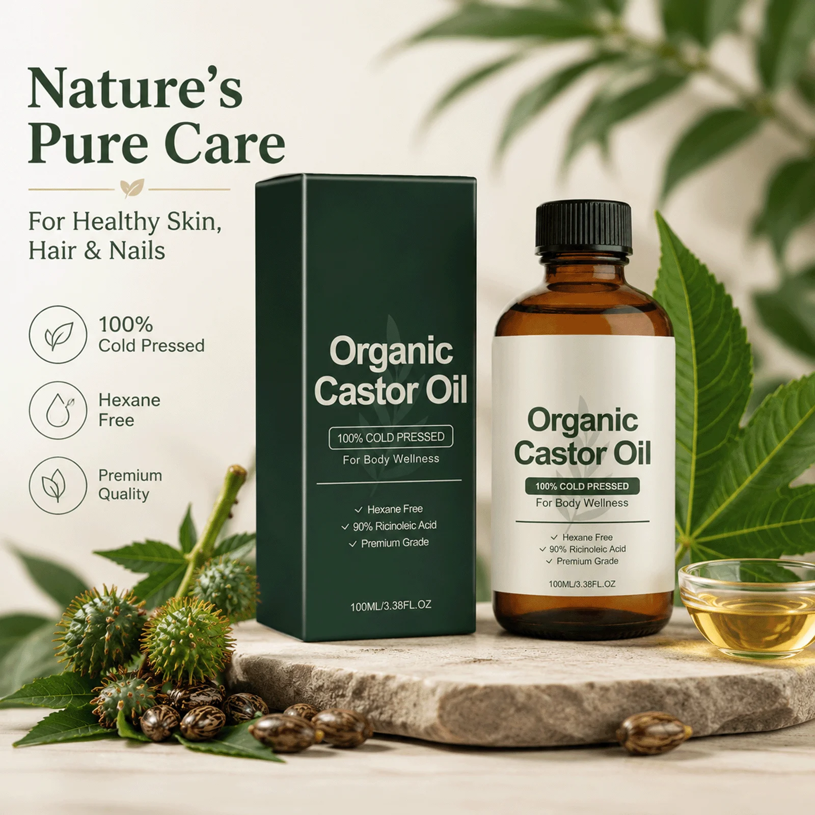 Castor Oil Cold Press - Organic Castor Oil Cold Pressed Hexane