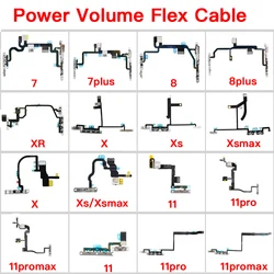 Power Flex With LED Flash Light Replacement For iPhone 7 8 Plus X XR XS 11 Pro Max Mute Volume Switch Flex Cable