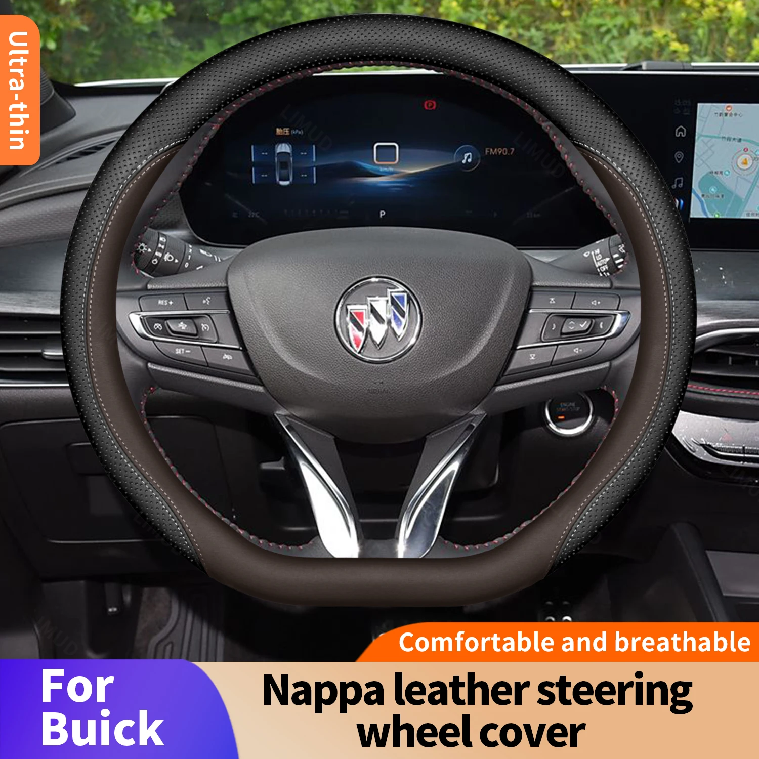 

Для Buick Enclave Encore GX Verano Nappa кожаный чехол на руль автомобиля, подходит для всех сезонов, плотно прикрепленный с происходом