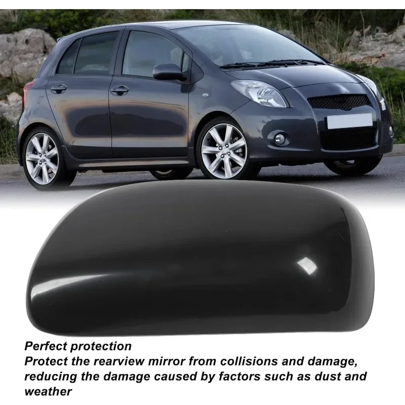 Car Rearview Mirror Housing Cover Black UV Protection Side Door Wing Mirror Cap for Toyota Yaris 2006 2007 2008 2009 2010 2011