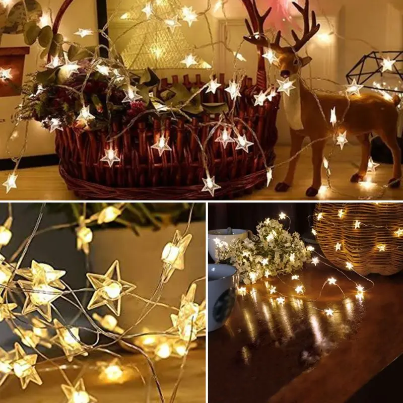 6M USB LED Star String Lights Christmas tree ins outdoor camp decoration Lamp Battery Powered for Halloween Wedding Party Fairy