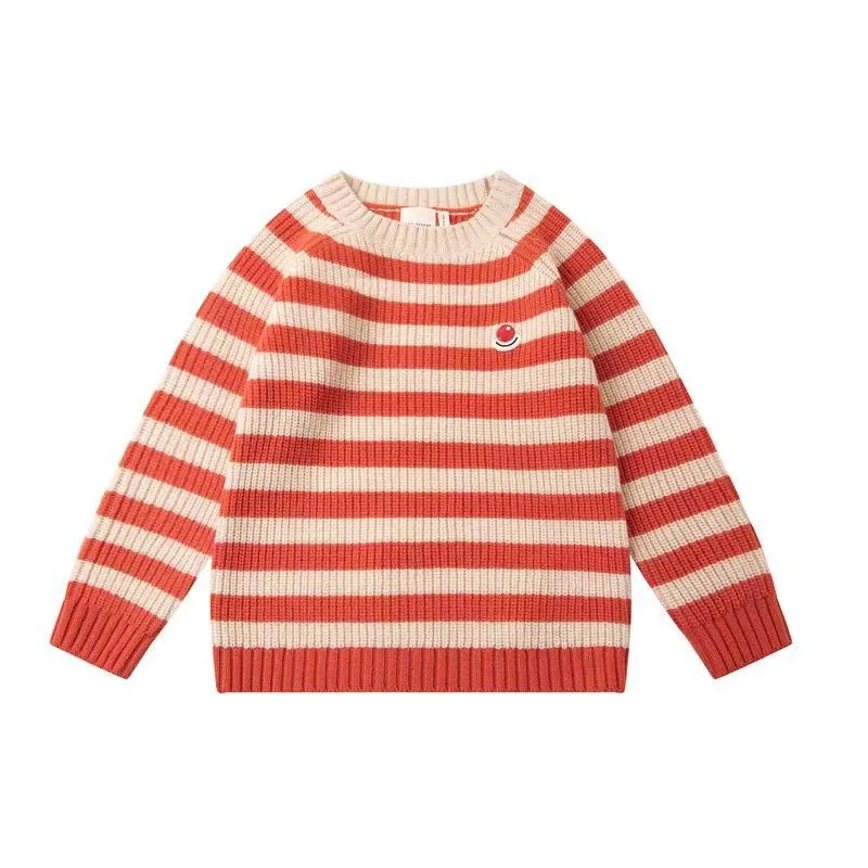 Children\'s Suit 2024 Fall New Casual Middle and Small Children Long-sleeved Round Neck Sweater Pants Cotton Warm Two-piece Set