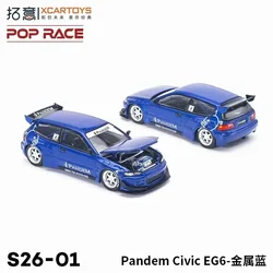 Xcartoys x POP RACE 1:64 Pandem Civic EG6 Bule Diecast Model Car