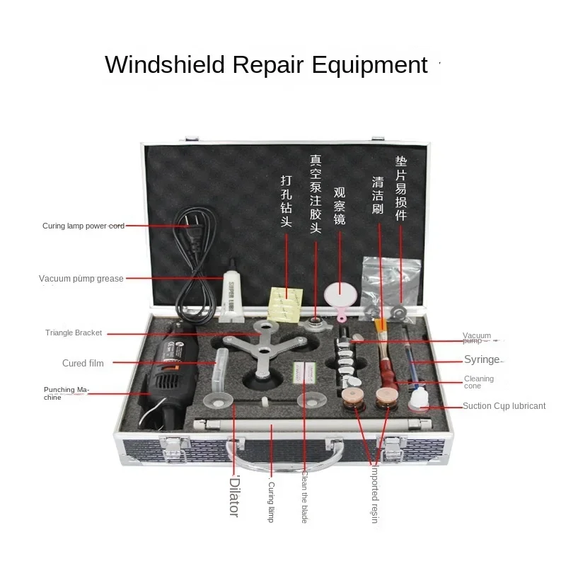 Car windshield crack repair tool, crack bullseye repair, glass scratch repair, vacuum pump resin