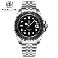 STEELDIVE SD1953T Water Ghost Luminous Automatic Mechanical Wristwatches 300M Waterproof Embossed Black Ceramic Bezel Dive Watch