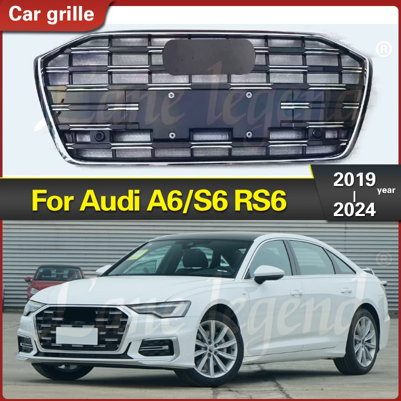 

Front Racing Grille Suitable for AUDI A6/S6 2019-2024 Front Grille ABS Car Sports Grille Car Exterior Trim Parts for RS6 Style