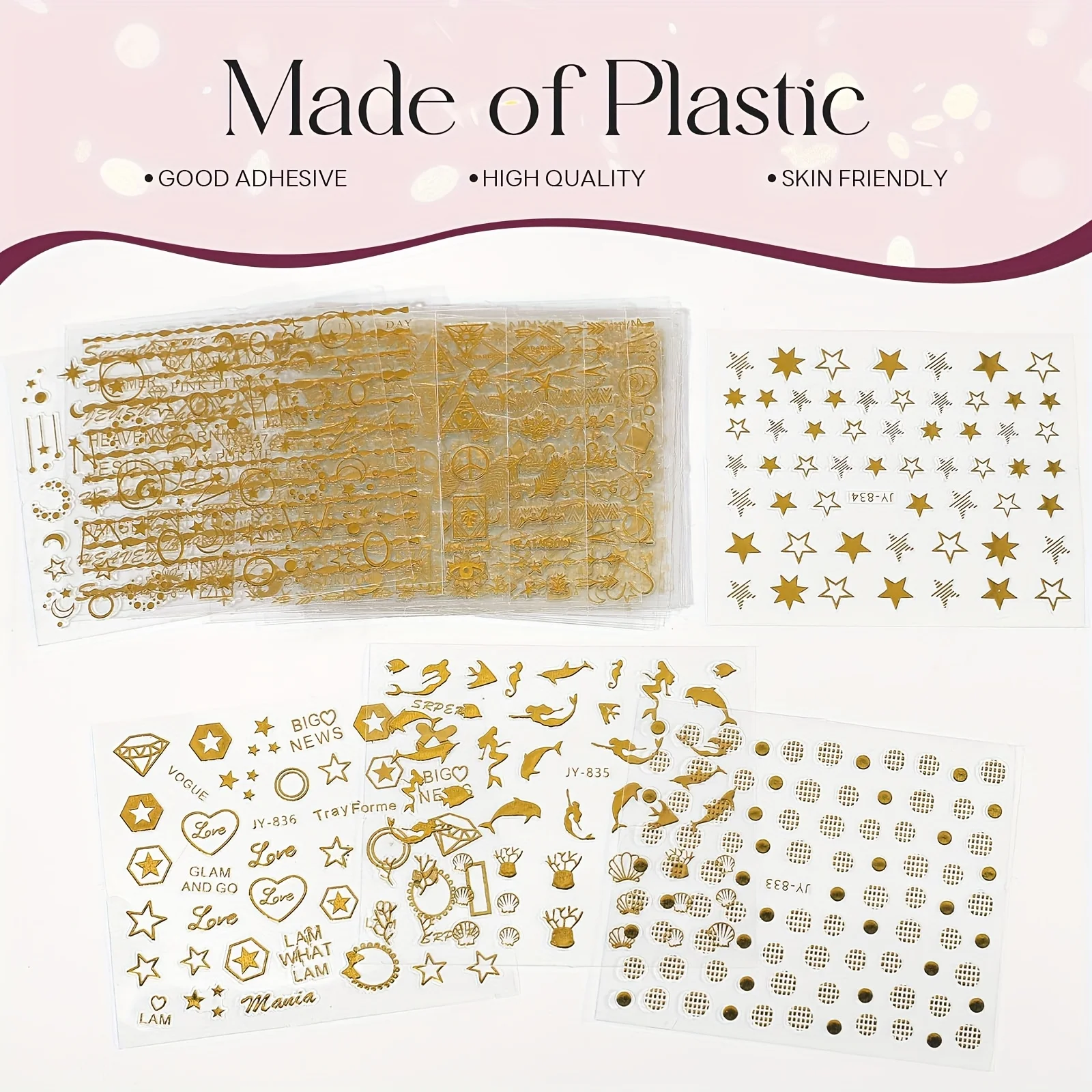 6 pegatinas holográficas navideñas de estilo aleatorio, decoraciones de plástico autoadhesivas con pegatinas navideñas doradas y brillantes