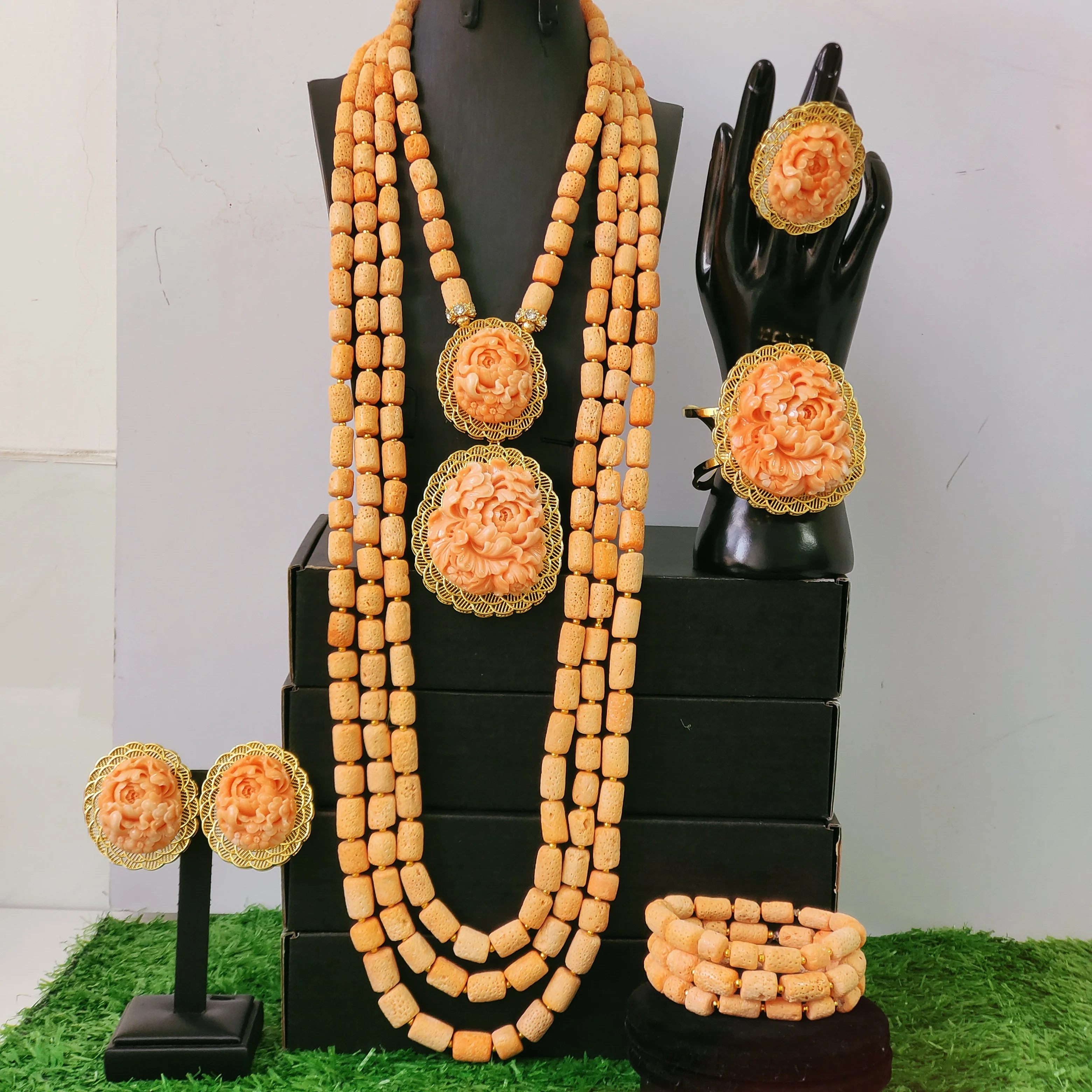 handcraft-coral-jewelry-nigerian-wedding-coral-necklace-african-beads-jewelry-sets-2026-new