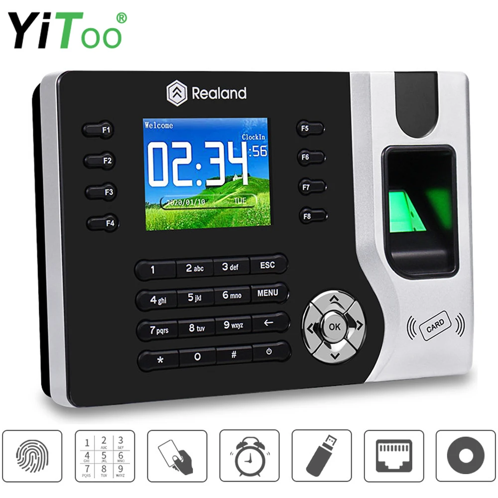Yitoo Verbeterde Biometrische Tcp/Ip Vingerafdruk Tijdregistratie Machine Rfid Werknemer Check-In Recorder Usb Voor Office Gratis Software
