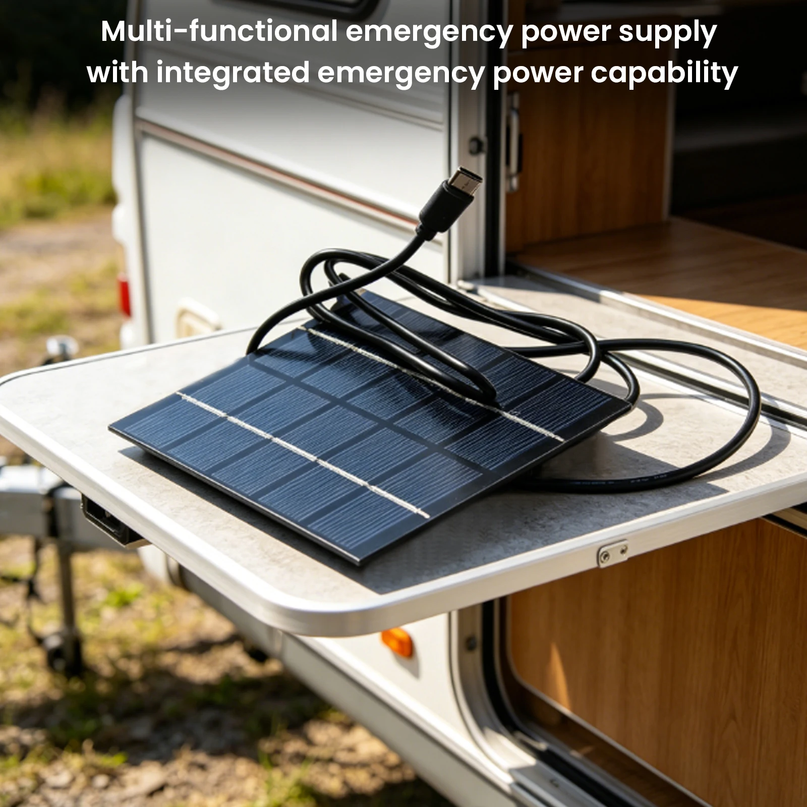 1.5W 5V Small Solar Charger with 3.28FT USB Cable Polycrystalline Solar Panel for Phones Power Banks for Camping Hiking