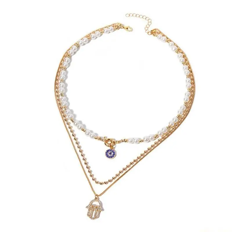 31BF Stylish Layer Necklace Modern Layer Jewelry Multifuntional Neck Accessory Eye Catching Necklace Alloy Texture for Daily