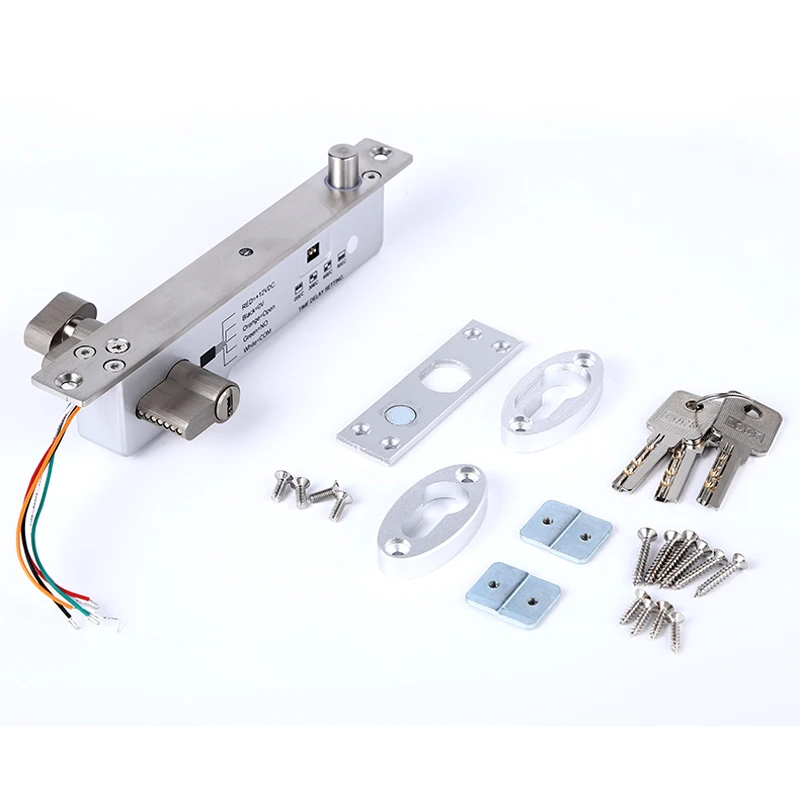 Electric Mortise Lock DC 12V Fail Secur Electric Drop Bolt Lock Door Access Control Security Lock time delay with mechanical key