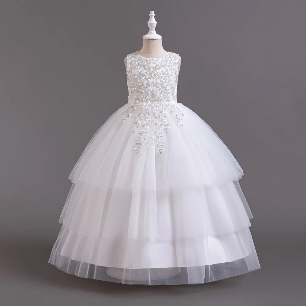 

HETISO элегантные платья с цветочной аппликацией для девочек, детское праздничное свадебное бальное платье для детей 10, 12, 14 лет