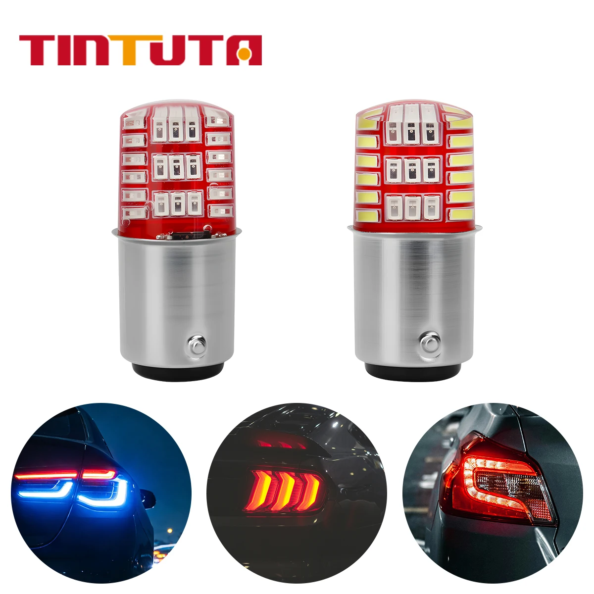 2pcs BAY15D P21/5W 1157 LED Car Tail Brake Lights Dual Color Strobe Light 42SMD 3014 LED Signal Lamp 12V Red White Blue