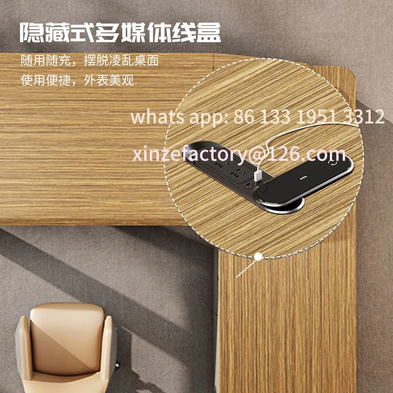 مكتب من الخشب الصلب قابل للتخصيص، وأثاث مكتبي، ومجموعة طاولة وكرسي مع خزانة كتب، ومكتب كمبيوتر مدير المكتب