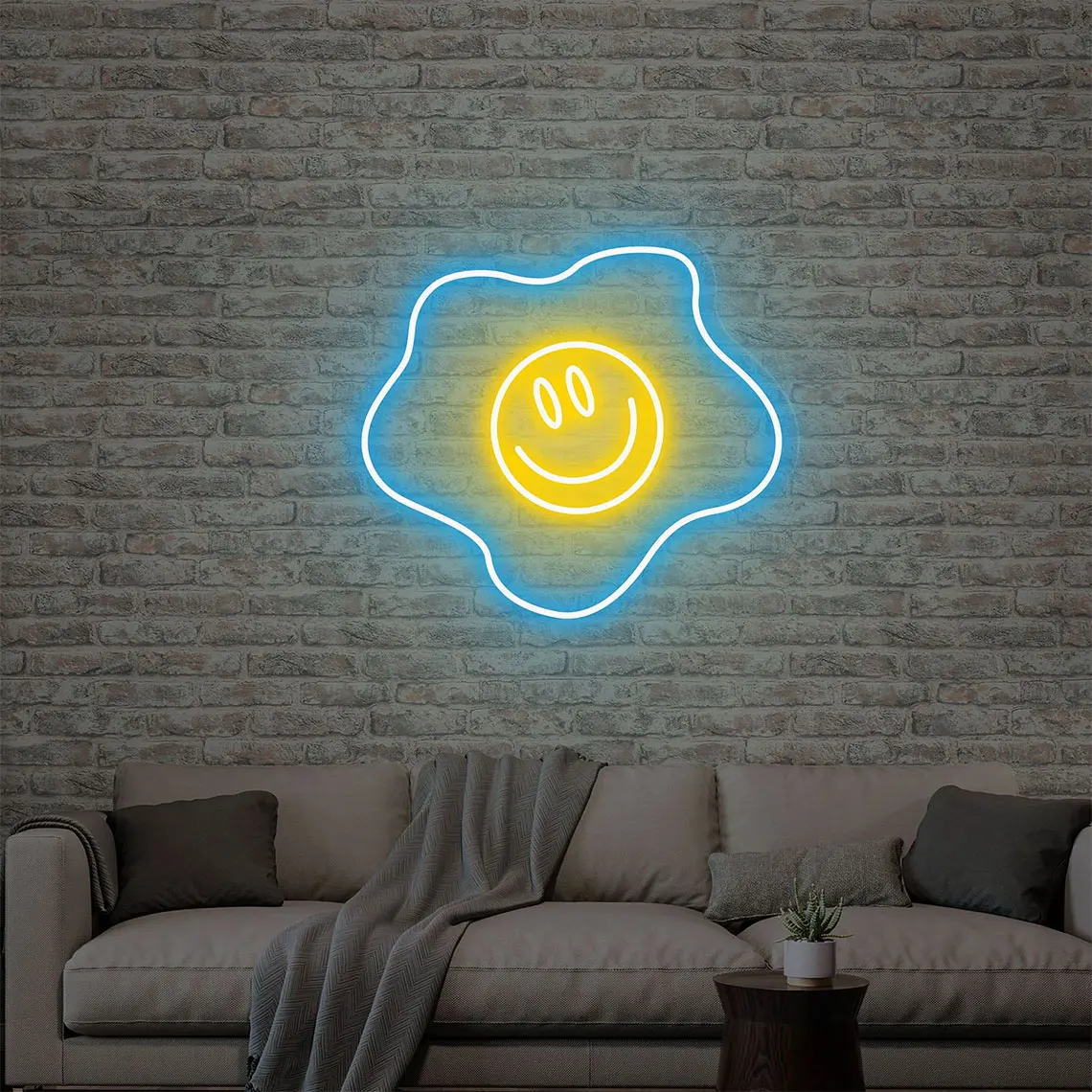 Fried Egg Neon Sign Custom Smile Neon Wall Art Hanging Kitchen Living Room Dining Cute Wall Art Sign Bedroom Night Neon