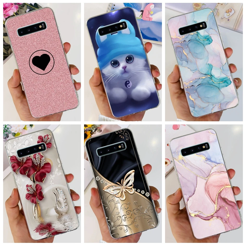 For Samsung Galaxy S10 S10+ Case SM-G973F Clear Cover Luxury Marble Flower Soft Silicone Fundas For Samsung S10 Plus S10e Bumper