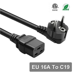 16A EU to UPS/PDU Power Cord Pure Copper European C19 Server Wire High-power 1.5/2.5 Square Energy Storage Inverter Power Line