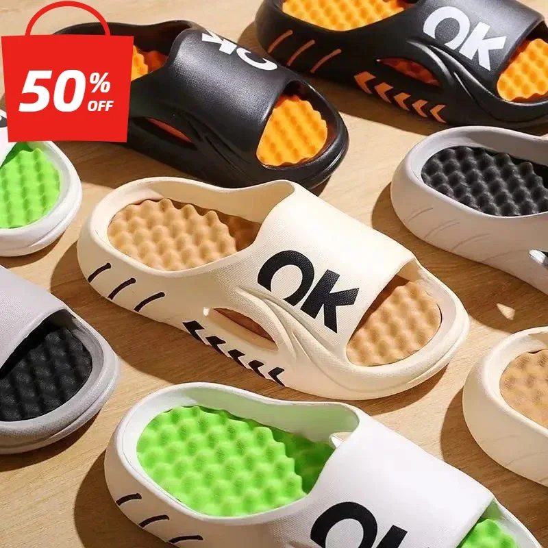 Para hombres, usan zapatillas de playa antideslizantes, antiolores y con suela de masaje al aire libre en verano con chanclas que se siente como las hueces