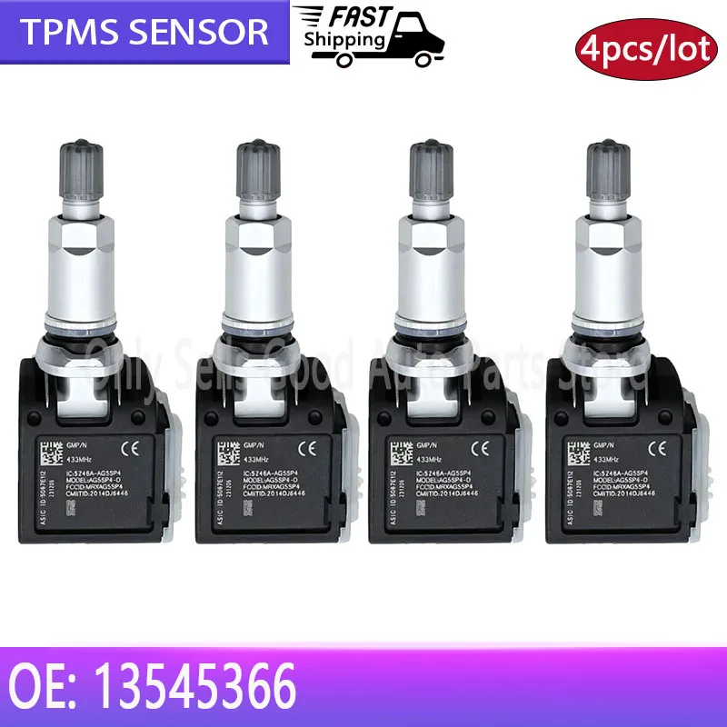4 шт. 13545366 Датчик контроля давления в шинах TPMS для Chevrolet Camaro 2019/07-2024/12 433 МГц