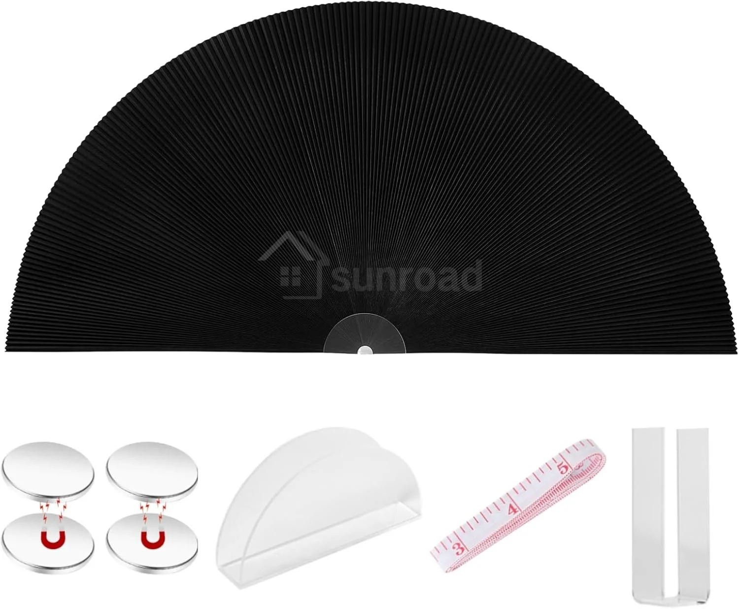 Custom-made Sunroad Cordless Blackout Honeycomb Cellular Fabric Blinds  No Drill Easy Install Unfolding Pleated Half Moon Shades