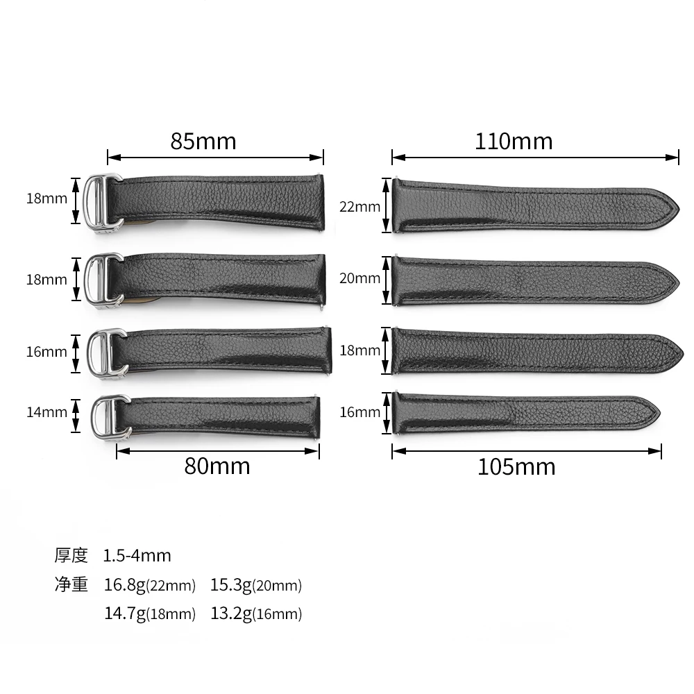 16mm 18mm 20mm 22mm Genuine Leather Watch Strap for Cartier Tank London Solo Lychee Textured Cowhide Watchband Men Women Band image 6