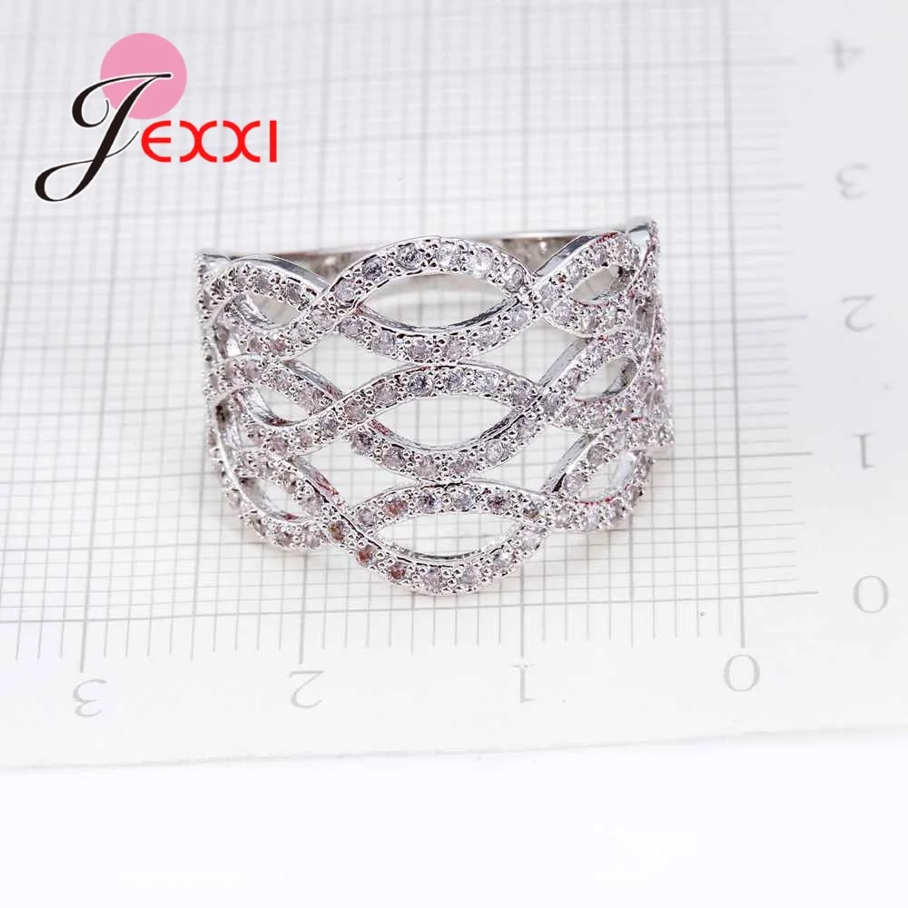 Vintage 925 Sterling Silver Engagement Crystal Rings For Women Bands Ring with Blue Bague Anel Wedding Rings Jewellery