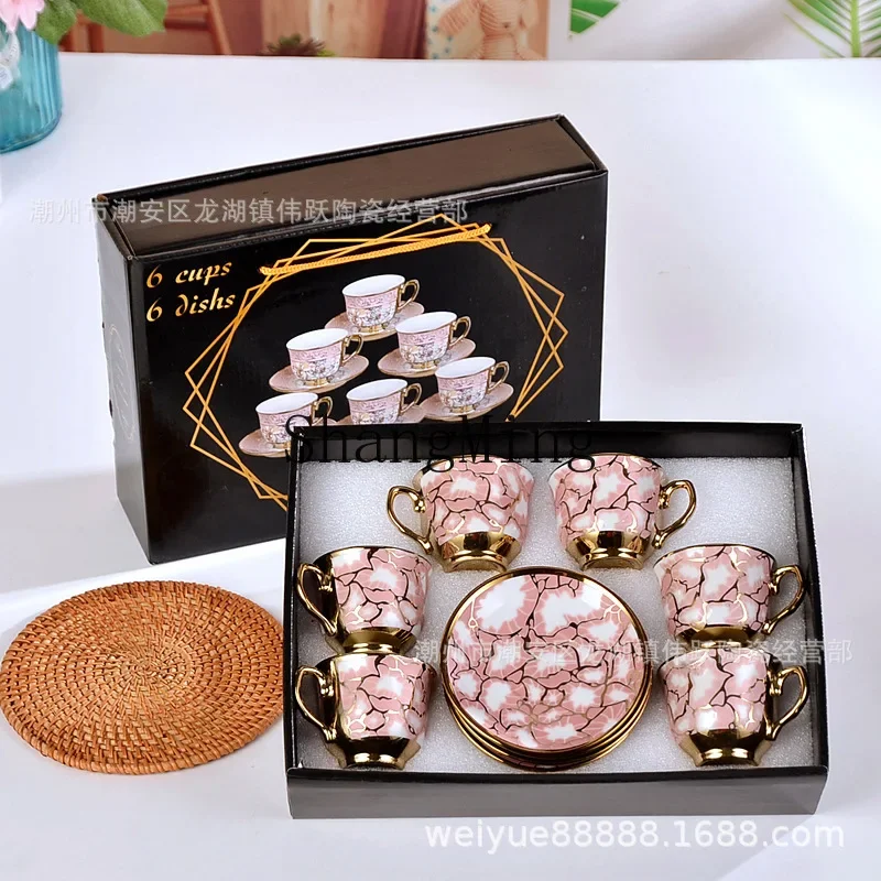 CLL ceramic cup electroplated coffee cup and saucer set mug creative gift set