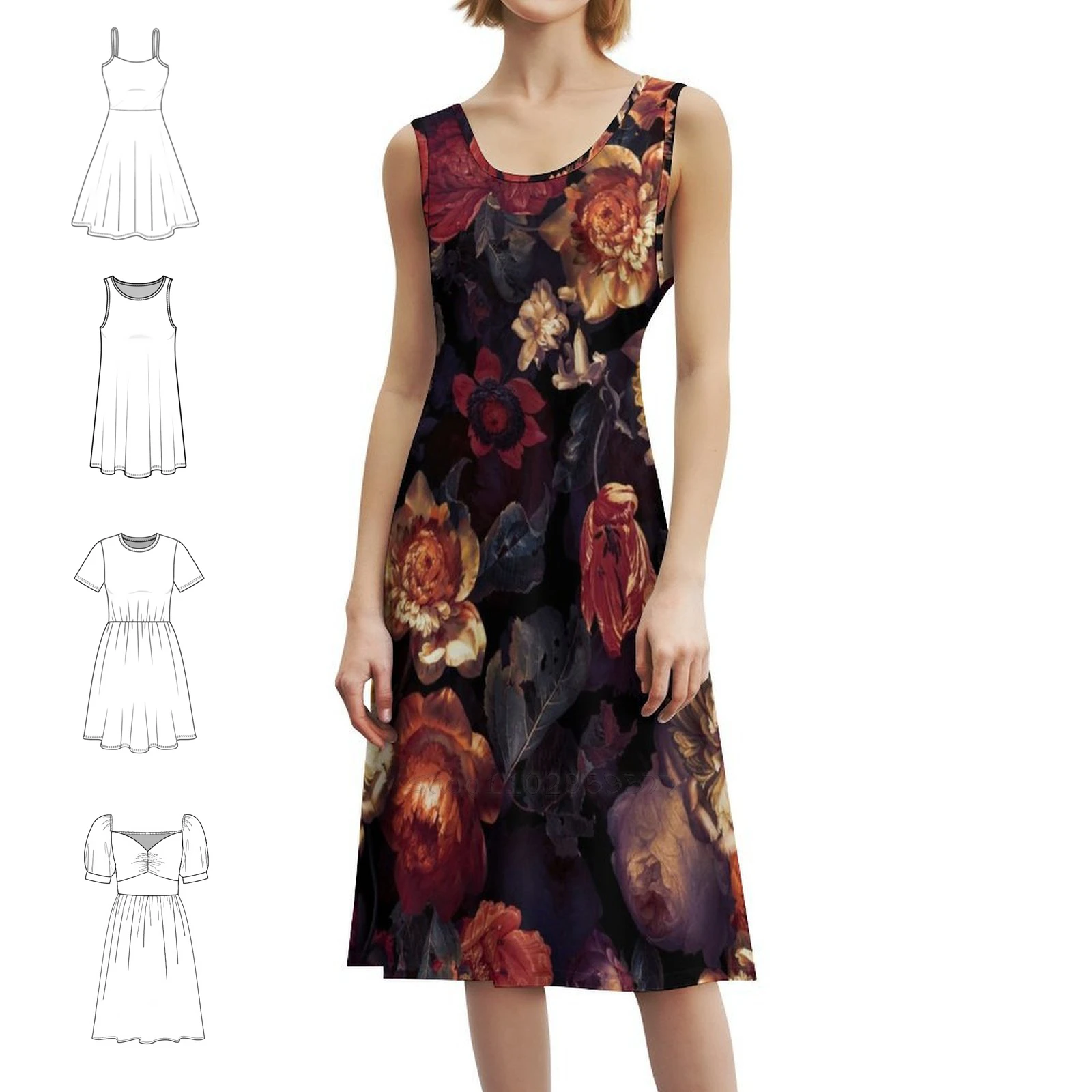 

Голландское полуночное ботаническое ночное садовое женское элегантное праздничное платье трапециевидной формы с короткими/длинными/без рукавов